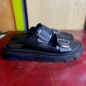 Black Lesther Christian Di Riccio Buckle Sandals Size 9 Size 40